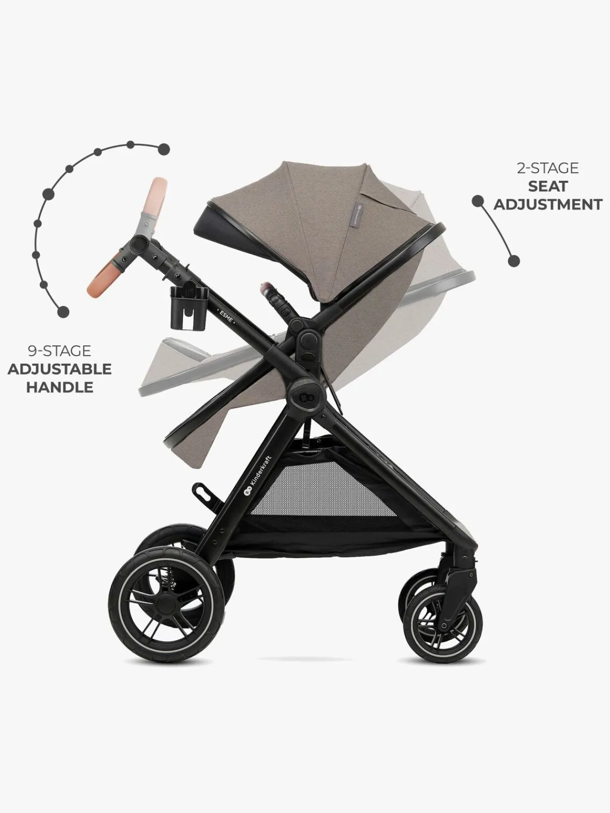 Kinderkraft ESME PRO 3-in-1 Duovogn Travelsystem, Sand