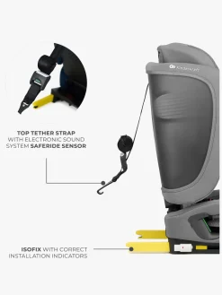 Autostole 9-36 Kg|Kinderkraft FIX2GO i-Size Autostol, Grey Grå