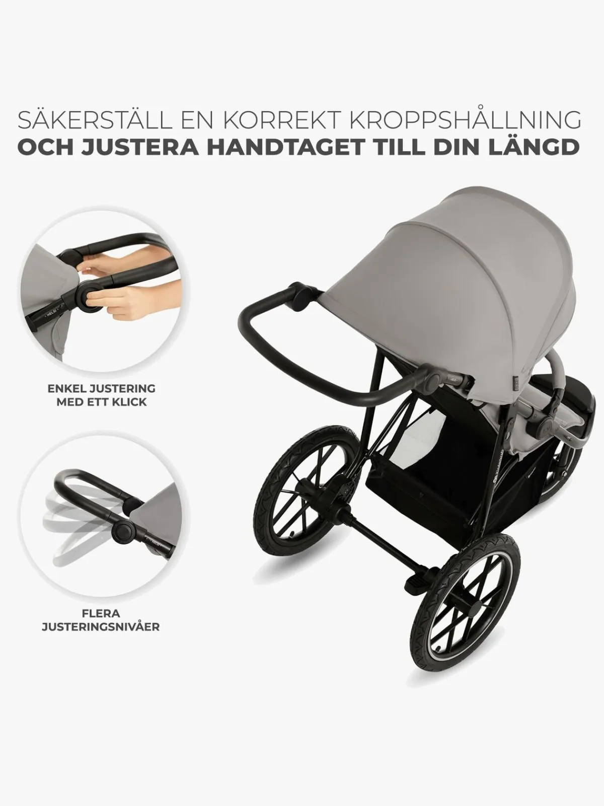 Kinderkraft Aktivitetsvogne-HELSI 2 Terrænvogn, Grey