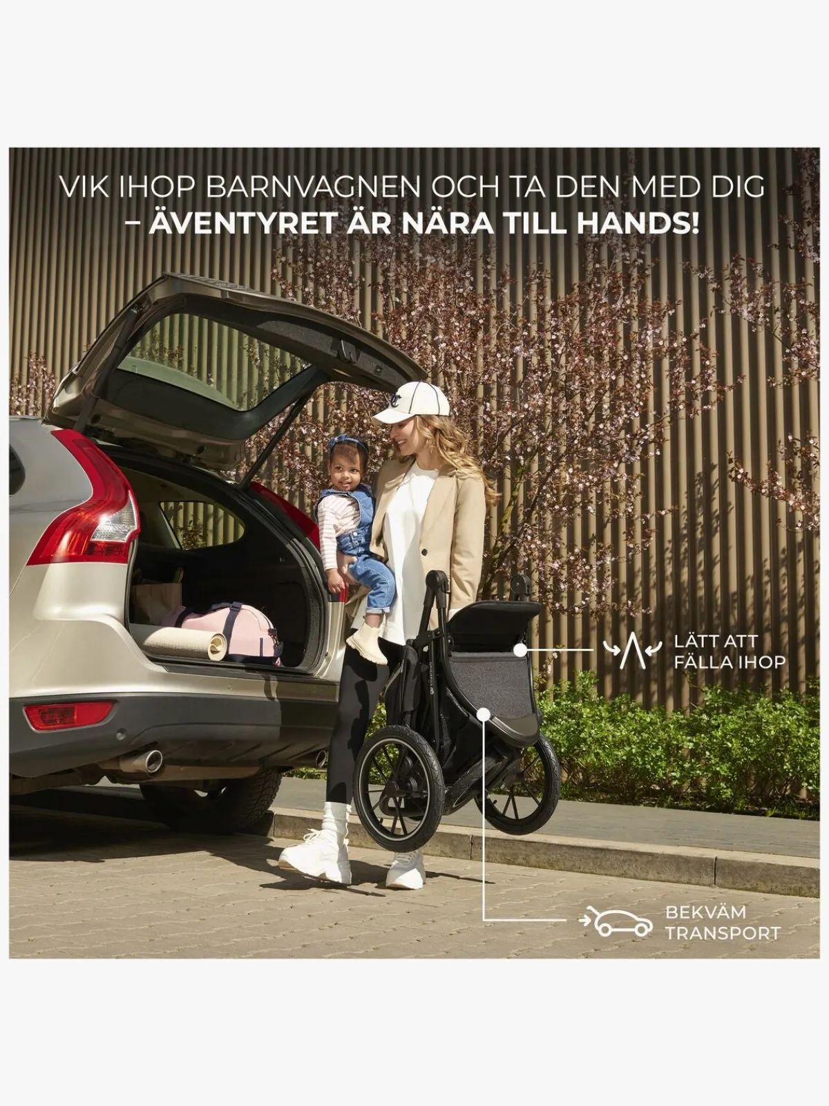 Kinderkraft Aktivitetsvogne-HELSI 2 Terrænvogn, Grey