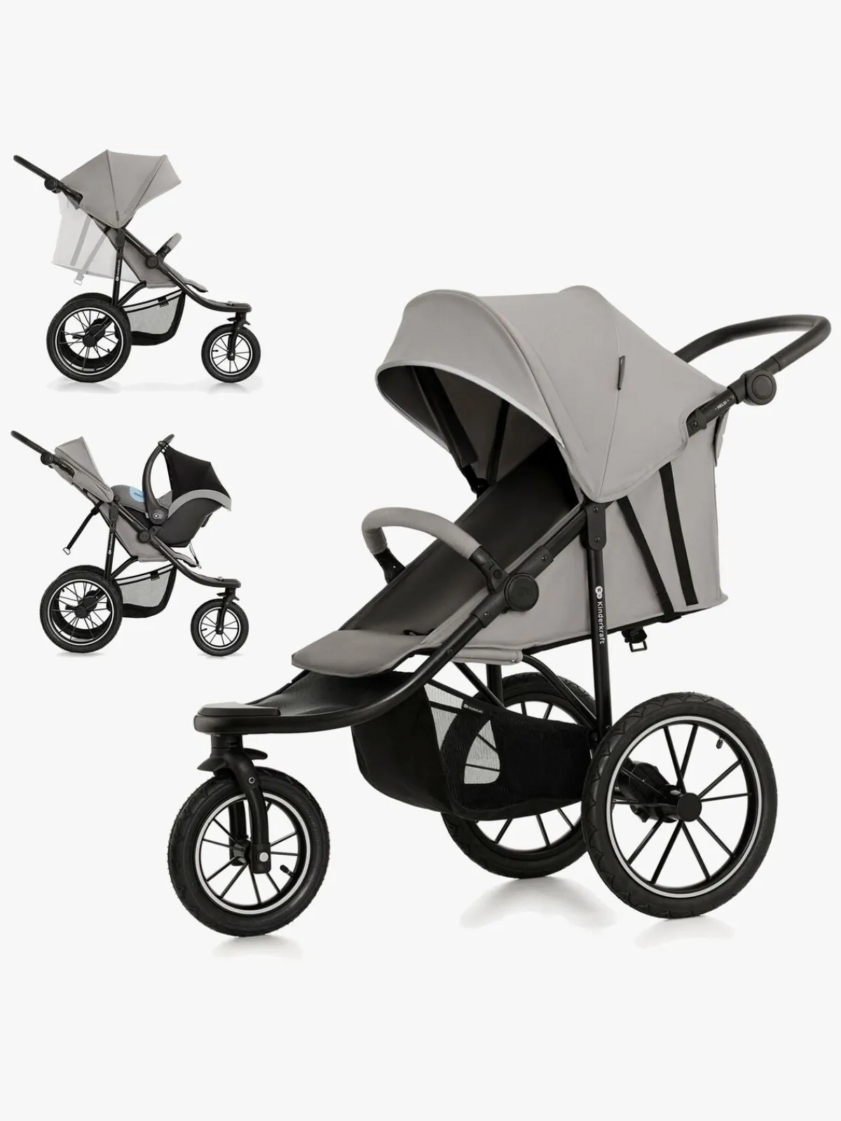 Kinderkraft Aktivitetsvogne-HELSI 2 Terrænvogn, Grey