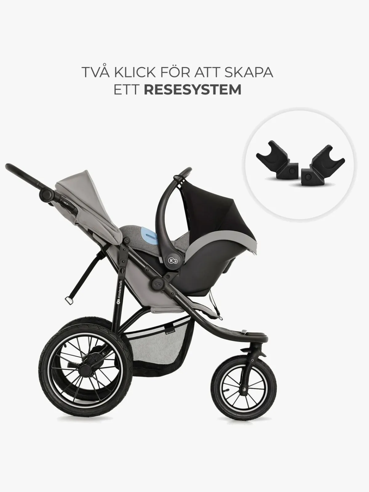 Kinderkraft Aktivitetsvogne-HELSI 2 Terrænvogn, Grey