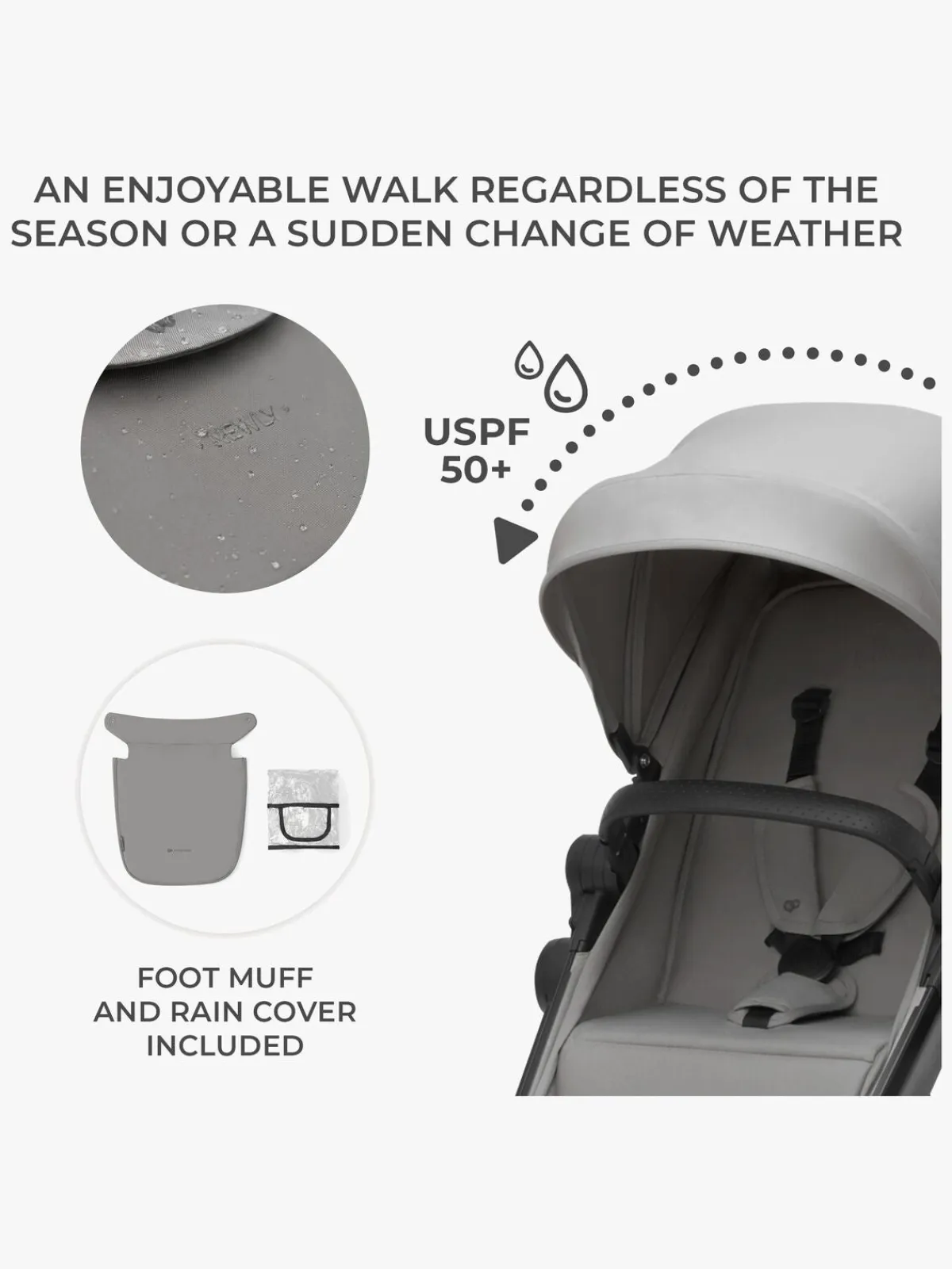 Kinderkraft Duo- & Kombivogne-3-i-1 NEWLY Kombivogn Travelsystem, Moonlight Grey
