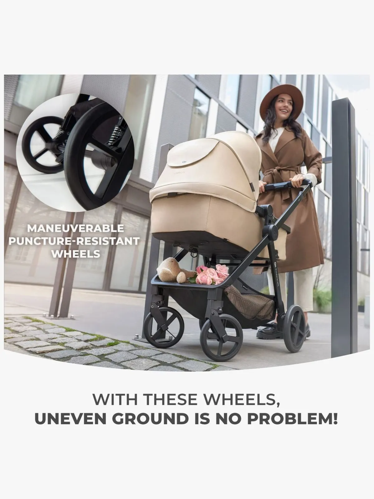 Kinderkraft Duo- & Kombivogne-3-i-1 NEWLY Kombivogn Travelsystem, Moonlight Grey