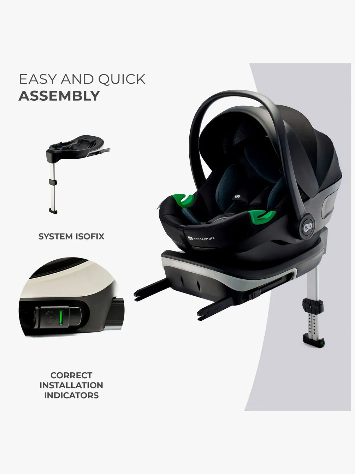 Kinderkraft I-CARE i-Size Autostol Baby, Graphite Black