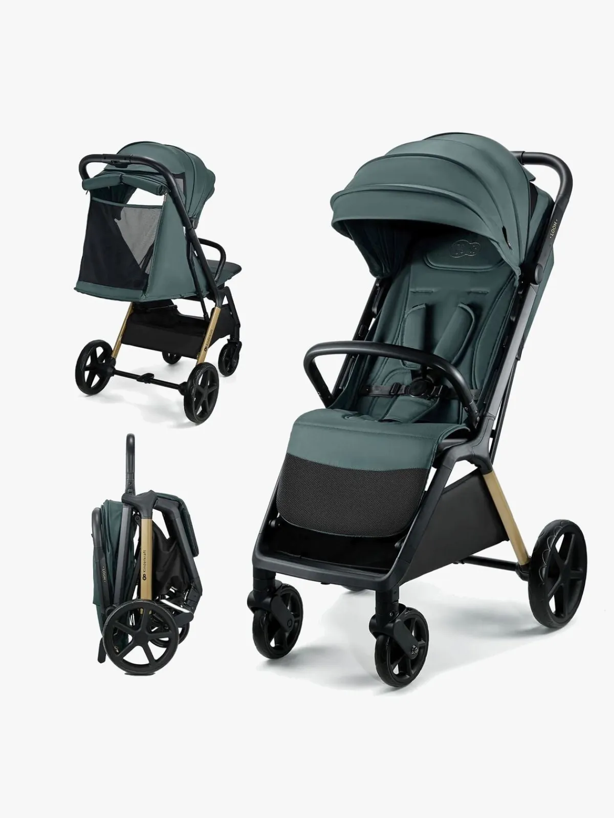 Rejseklapvogne|Kinderkraft Loom Klapvogn, Jade Green Grøn