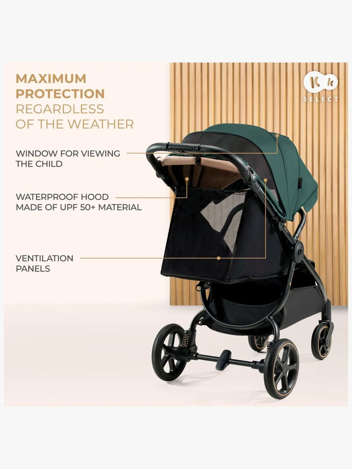 Kinderkraft MITZY Klapvogn, Jade Green