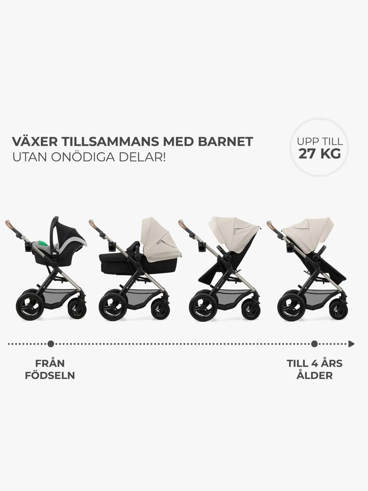 Duo- & Kombivogne|Kinderkraft MOOV 2 Air 3-in-1 Kombivogn, Moonlight Grey Grå