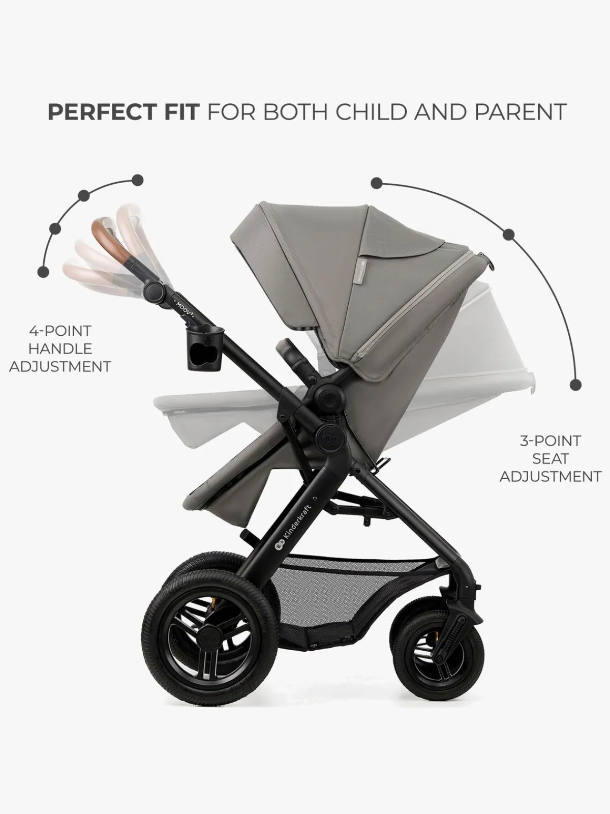 Kinderkraft Duo- & Kombivogne-MOOV 2 Air 3-in-1 Duovogn, Light Grey