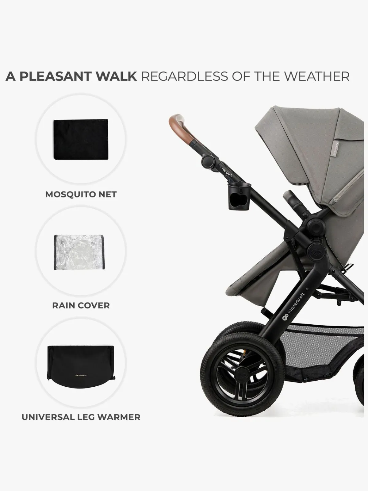 Kinderkraft Duo- & Kombivogne-MOOV 2 Air 3-in-1 Duovogn, Light Grey