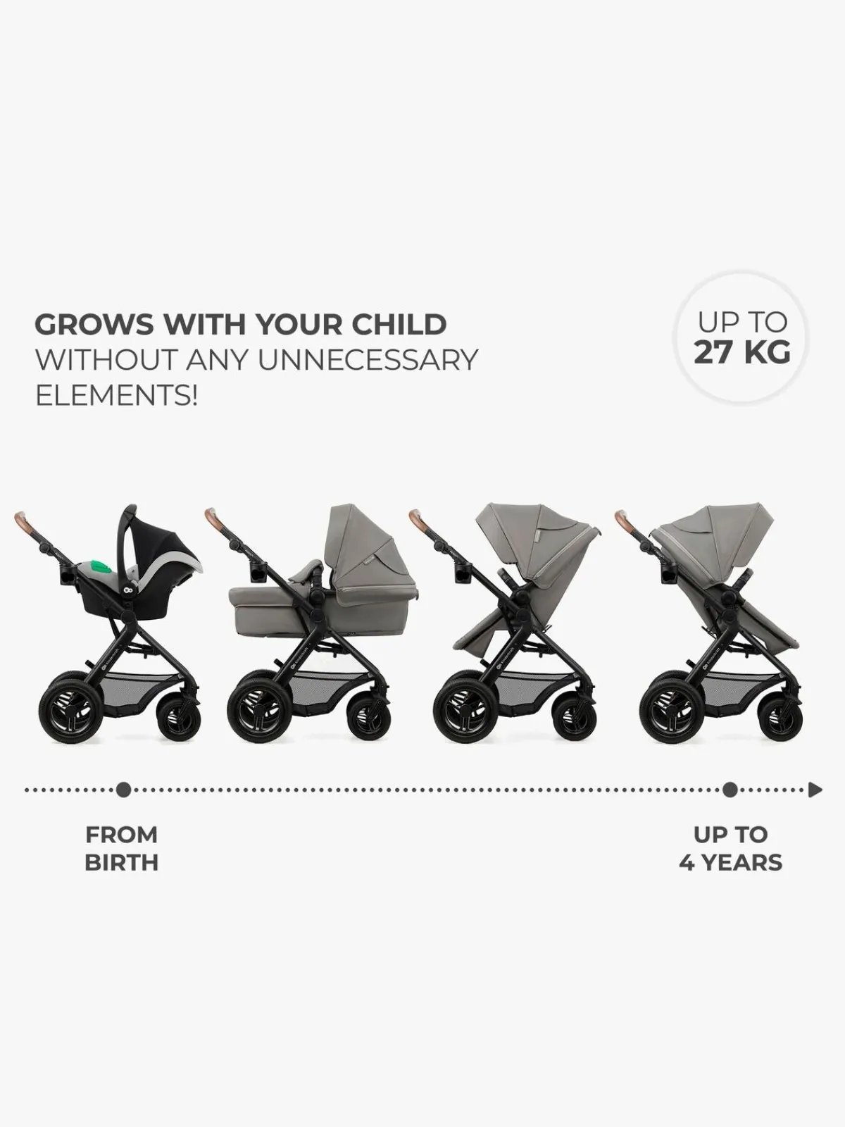 Kinderkraft Duo- & Kombivogne-MOOV 2 Air 3-in-1 Duovogn, Light Grey