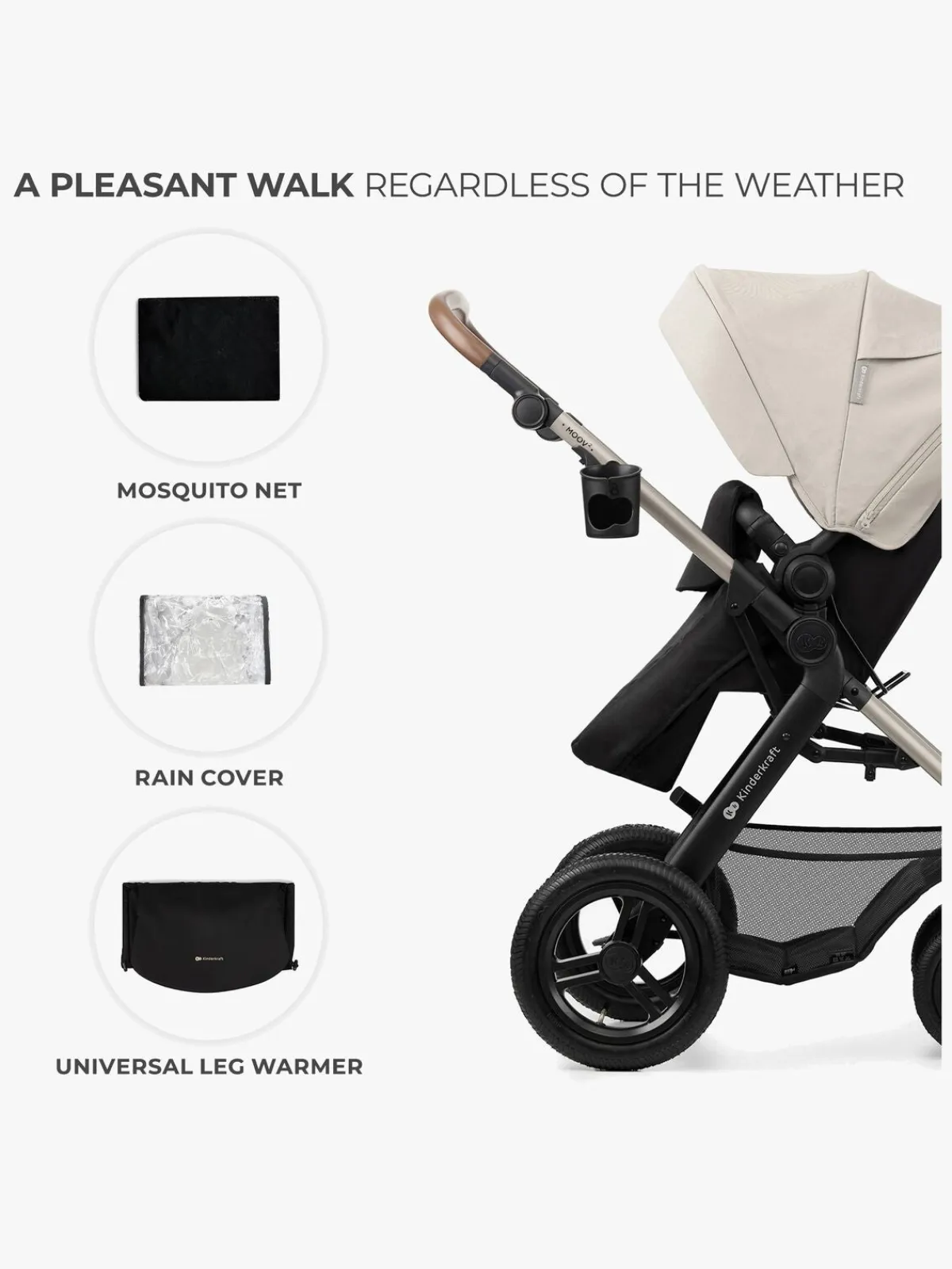 Kinderkraft Duo- & Kombivogne-MOOV 2 4-in-1 Air Duovogn, Moonlight Grey