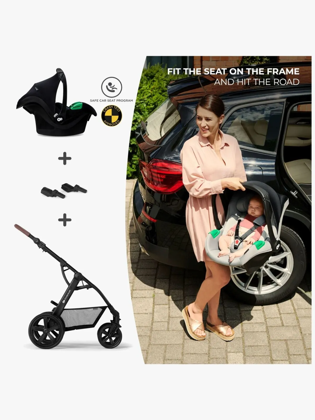 Kinderkraft Duo- & Kombivogne-MOOV CT 3-in-1 Mink Pro Kombivogn, Black
