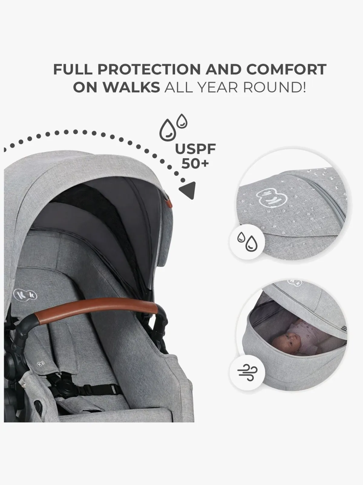 Kinderkraft Vognpakker-Multifunctional 3-in-1 B-Tour Mink Pro Kombivogn, Dark Grey