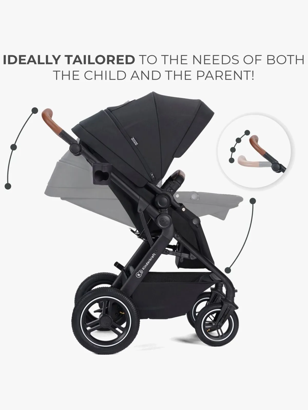 Kinderkraft Multifunctional 3-in-1 B-Tour Mink Pro Kombivogn, Black