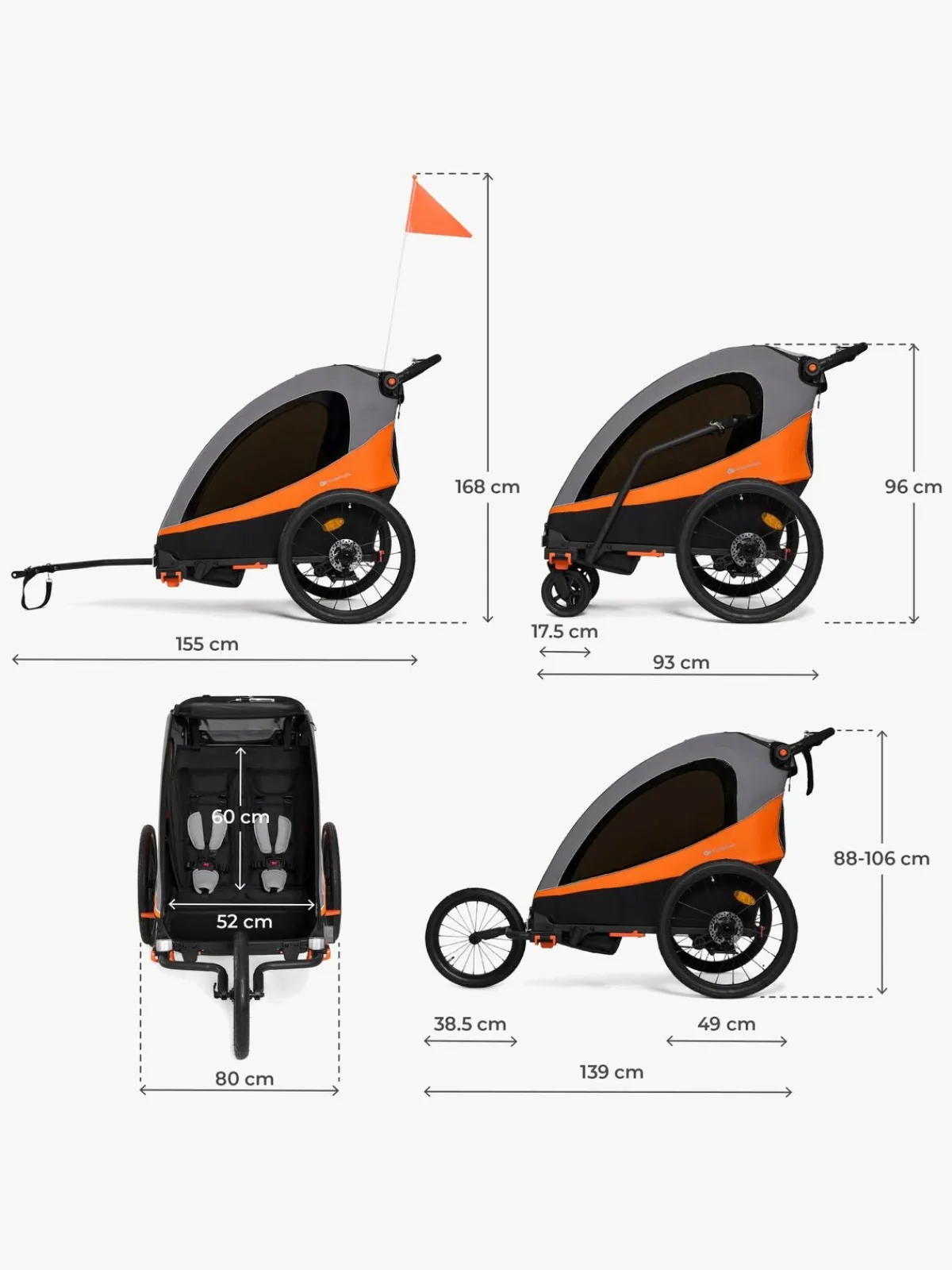 Aktivitetsvogne|Kinderkraft Nava Cykelanhænger, Sunny Orange