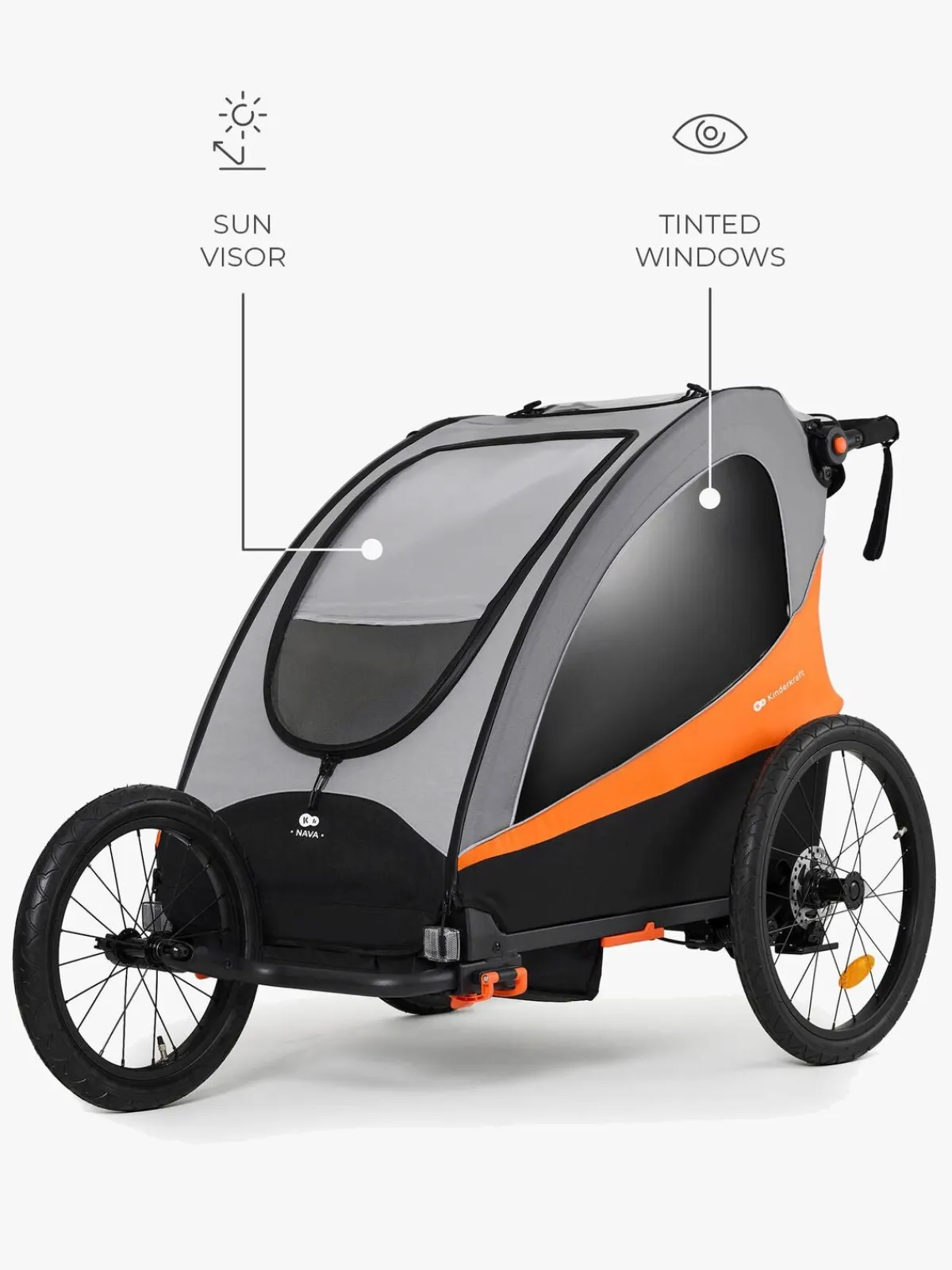Aktivitetsvogne|Kinderkraft Nava Cykelanhænger, Sunny Orange