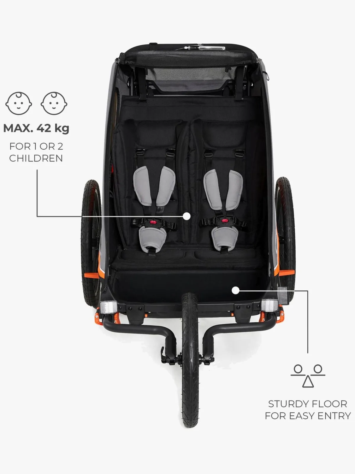 Aktivitetsvogne|Kinderkraft Nava Cykelanhænger, Sunny Orange