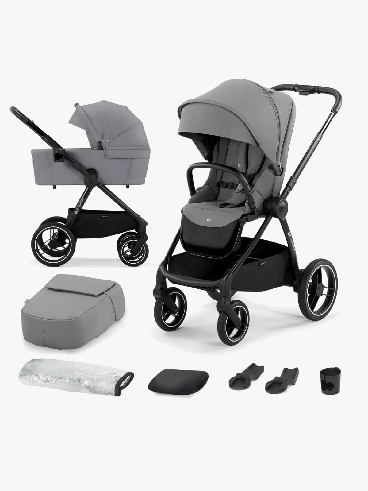 Duo- & Kombivogne|Kinderkraft NEA 2-in-1 Duovogn, Platinum Grey Grå