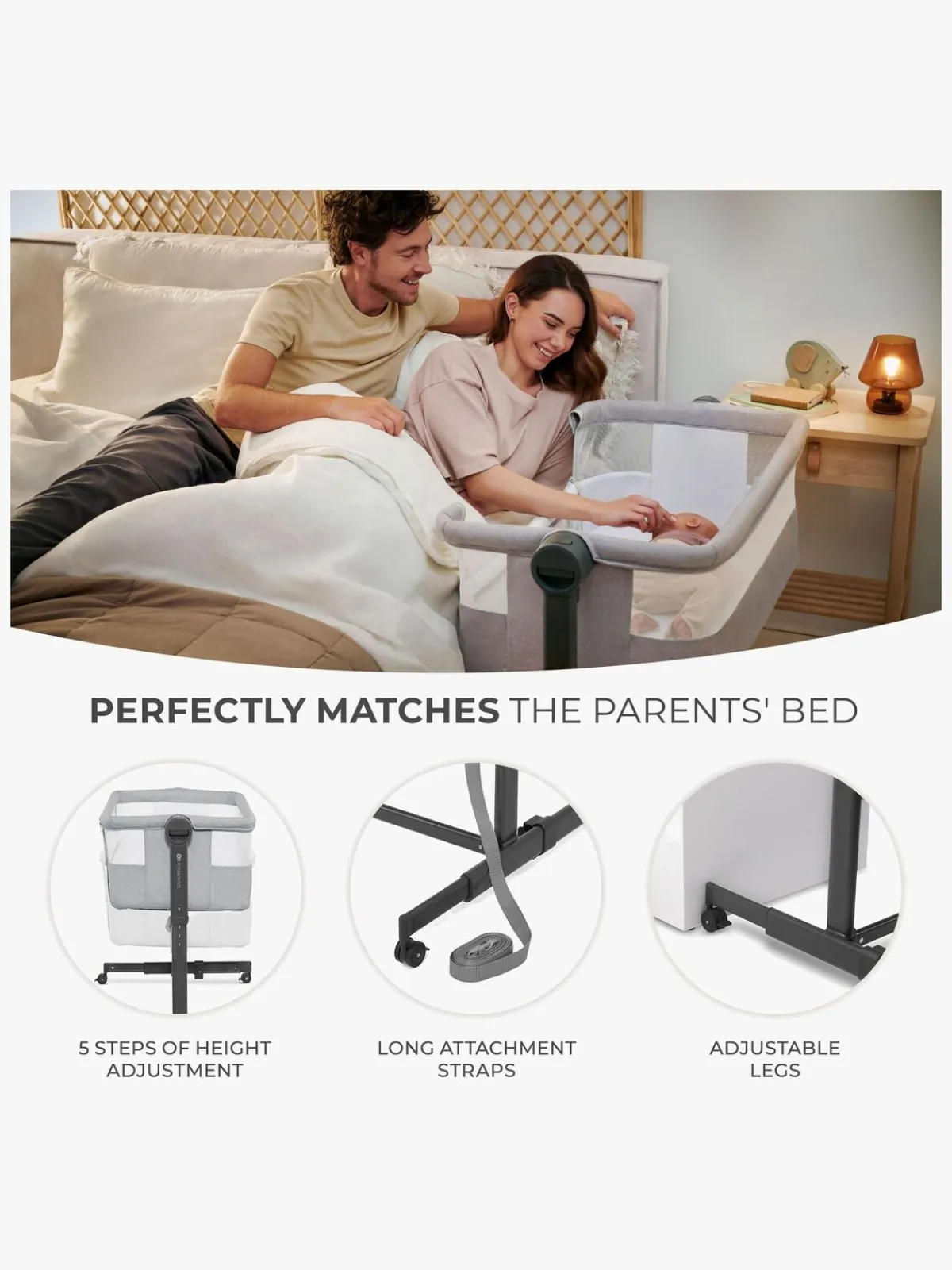Børn Kinderkraft Neste Up 2 Bedside Crib,