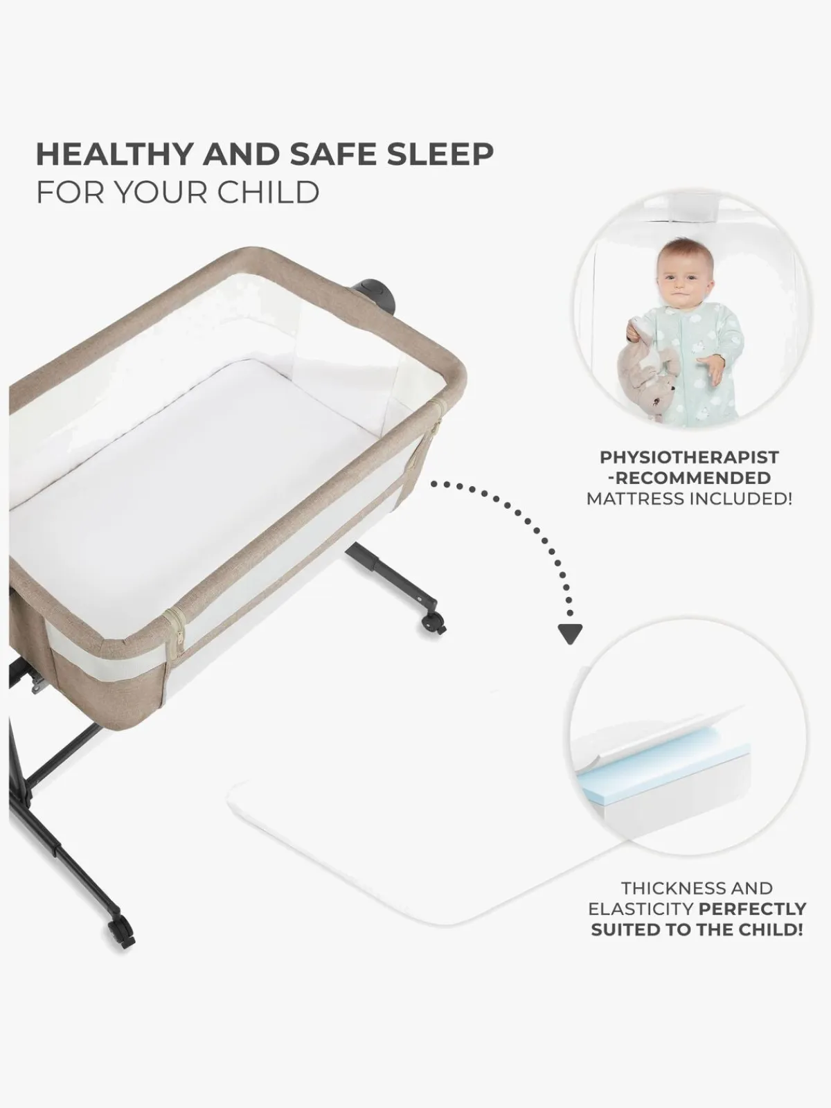 Børn Kinderkraft Neste Up 2 Bedside Crib,