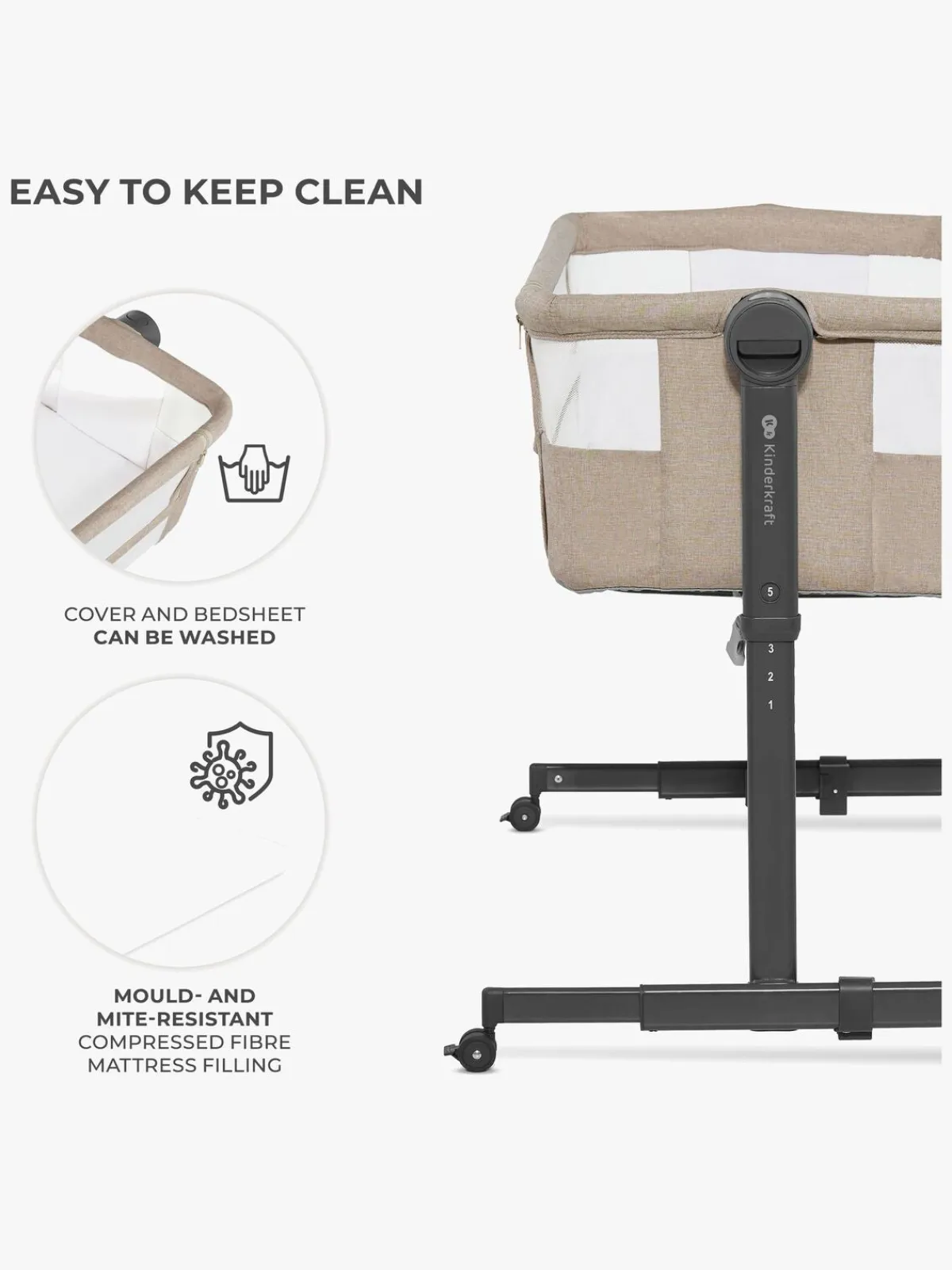 Børn Kinderkraft Neste Up 2 Bedside Crib,