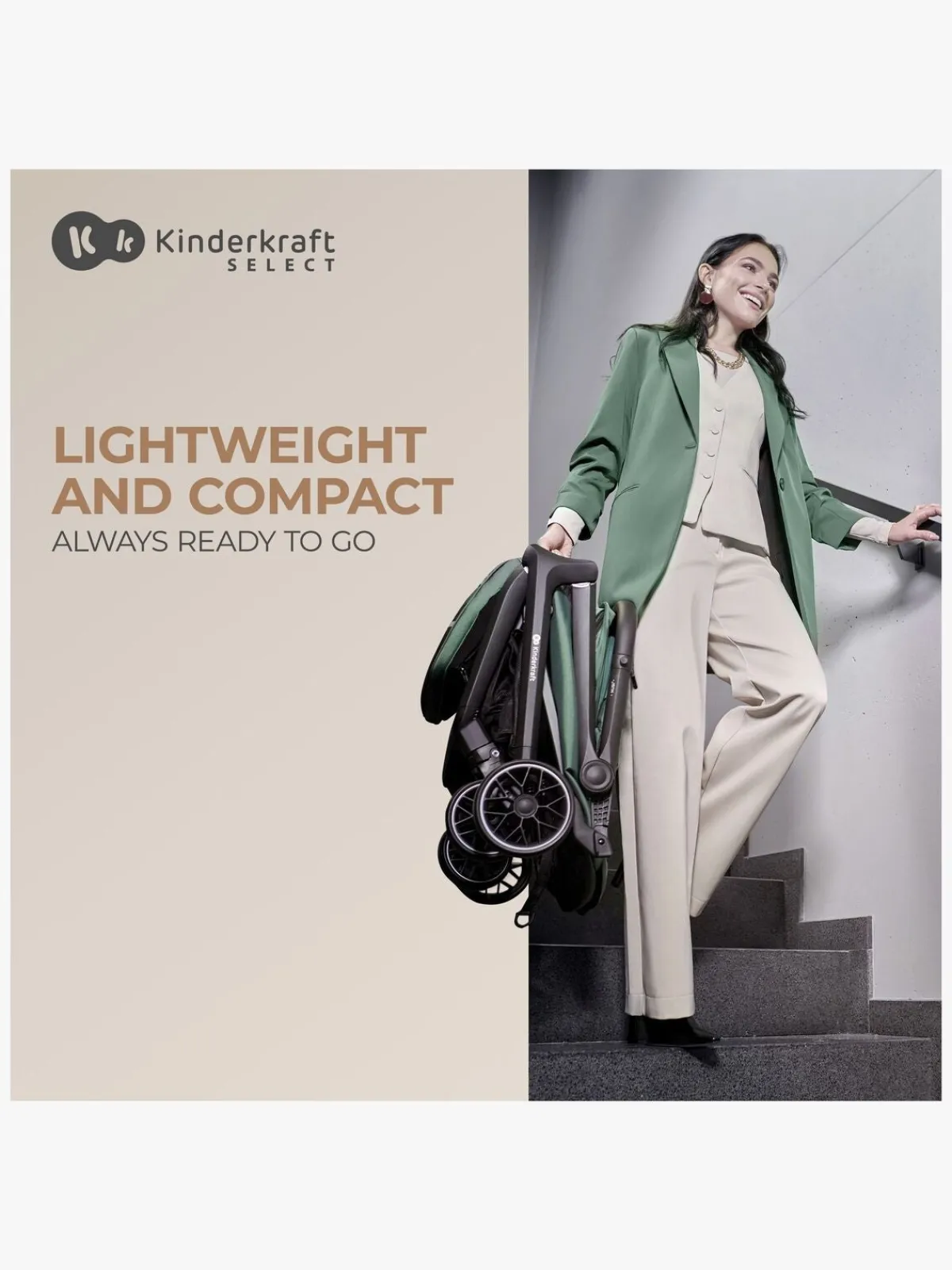 Klapvogne|Kinderkraft NUBI 2 Klapvogn, Sand Beige