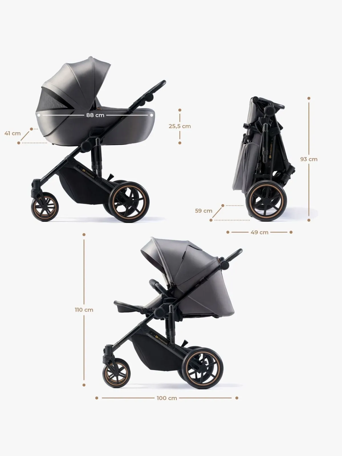 Kinderkraft Prime 2 2-in-1 Duovogn, Shadow Grey