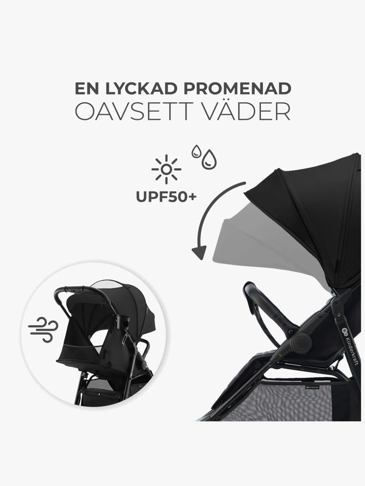 Kinderkraft RINE Klapvogn, Classic Black