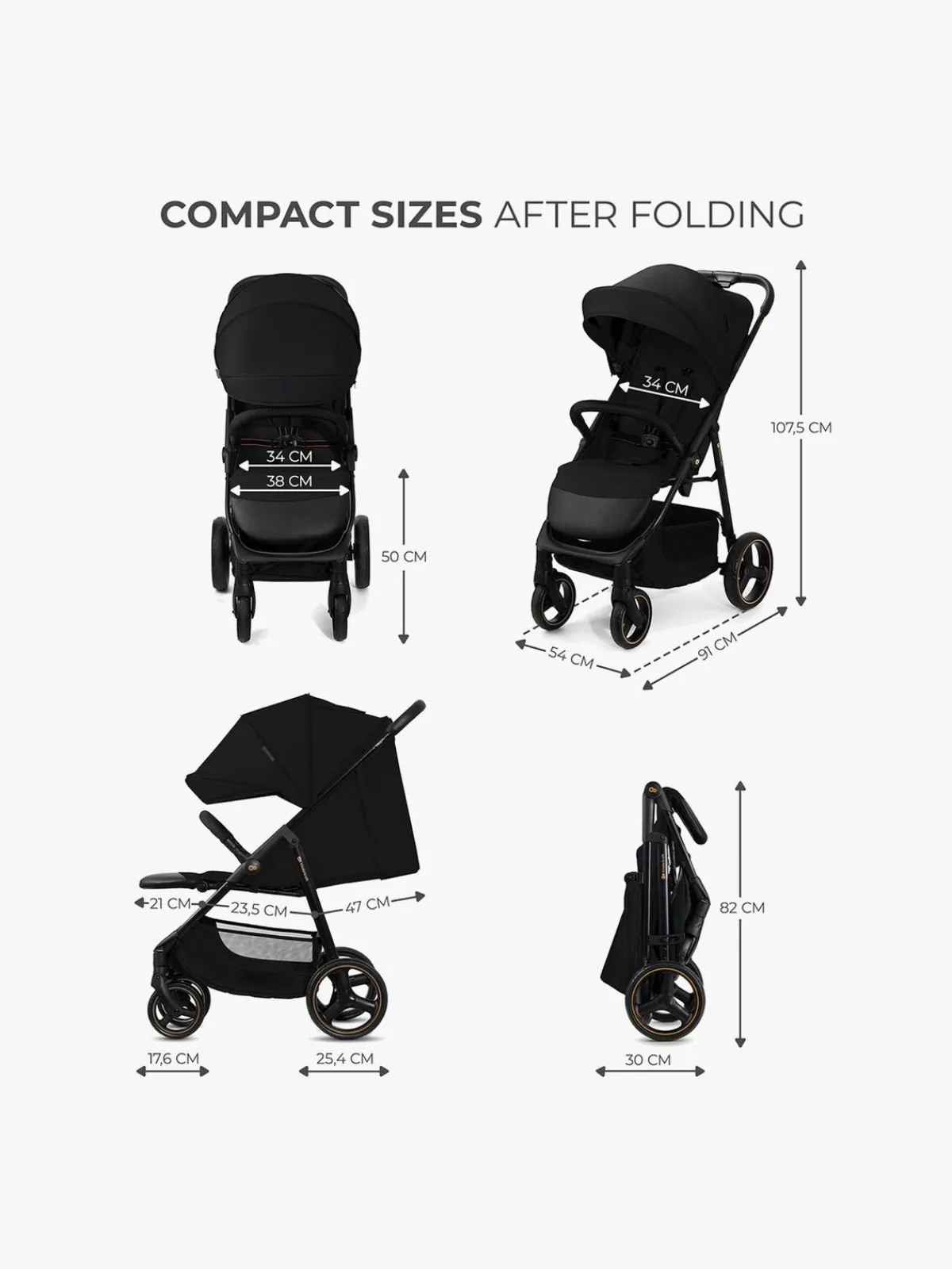 Rejseklapvogne|Kinderkraft Trig 3 Klapvogn, Onyx Black Sort