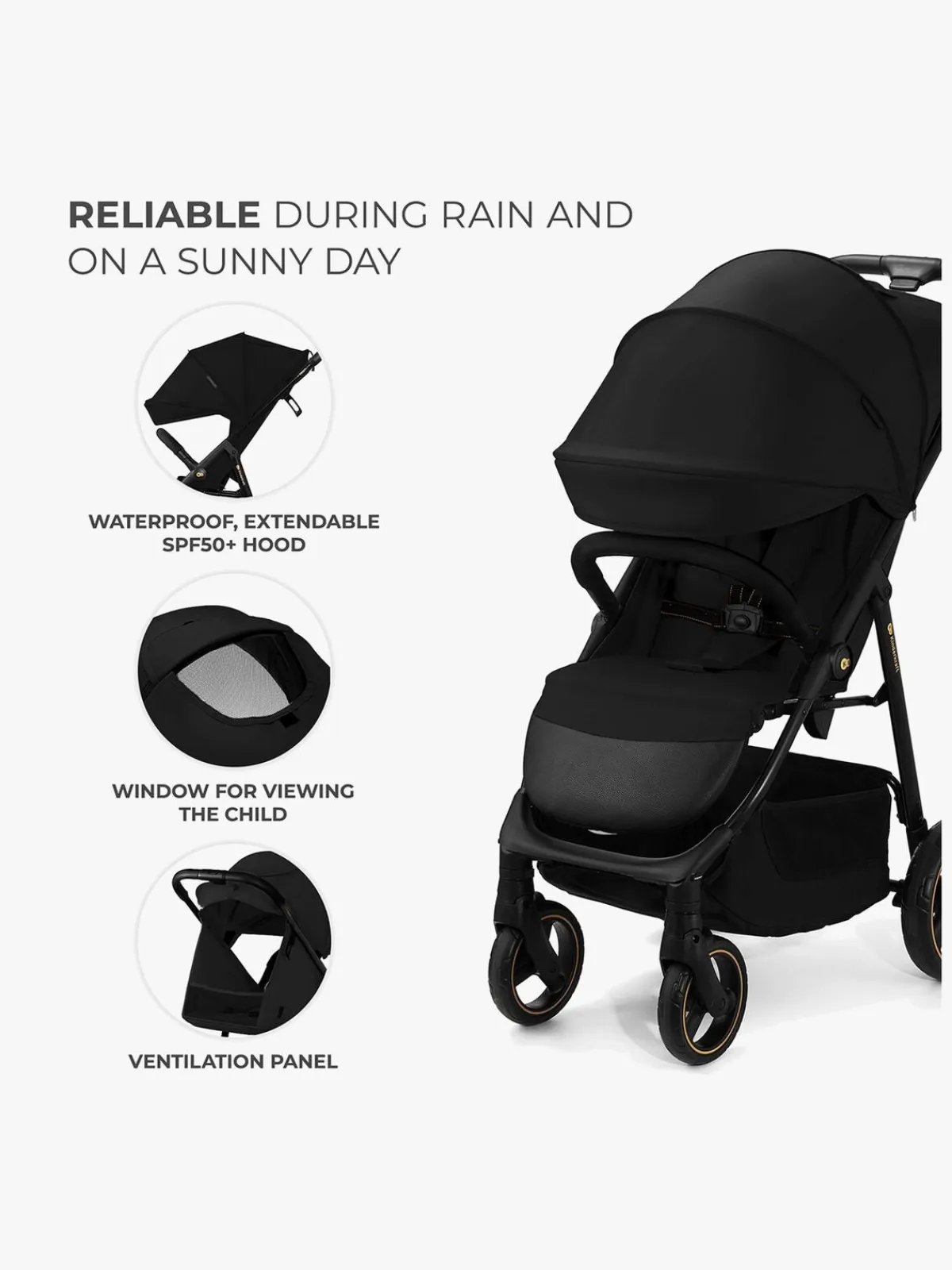 Rejseklapvogne|Kinderkraft Trig 3 Klapvogn, Onyx Black Sort