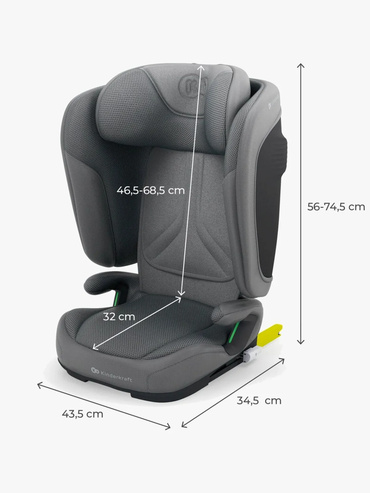 Autostole 9-36 Kg|Kinderkraft UNITY 2 i-Size Autostol, Grey Grå