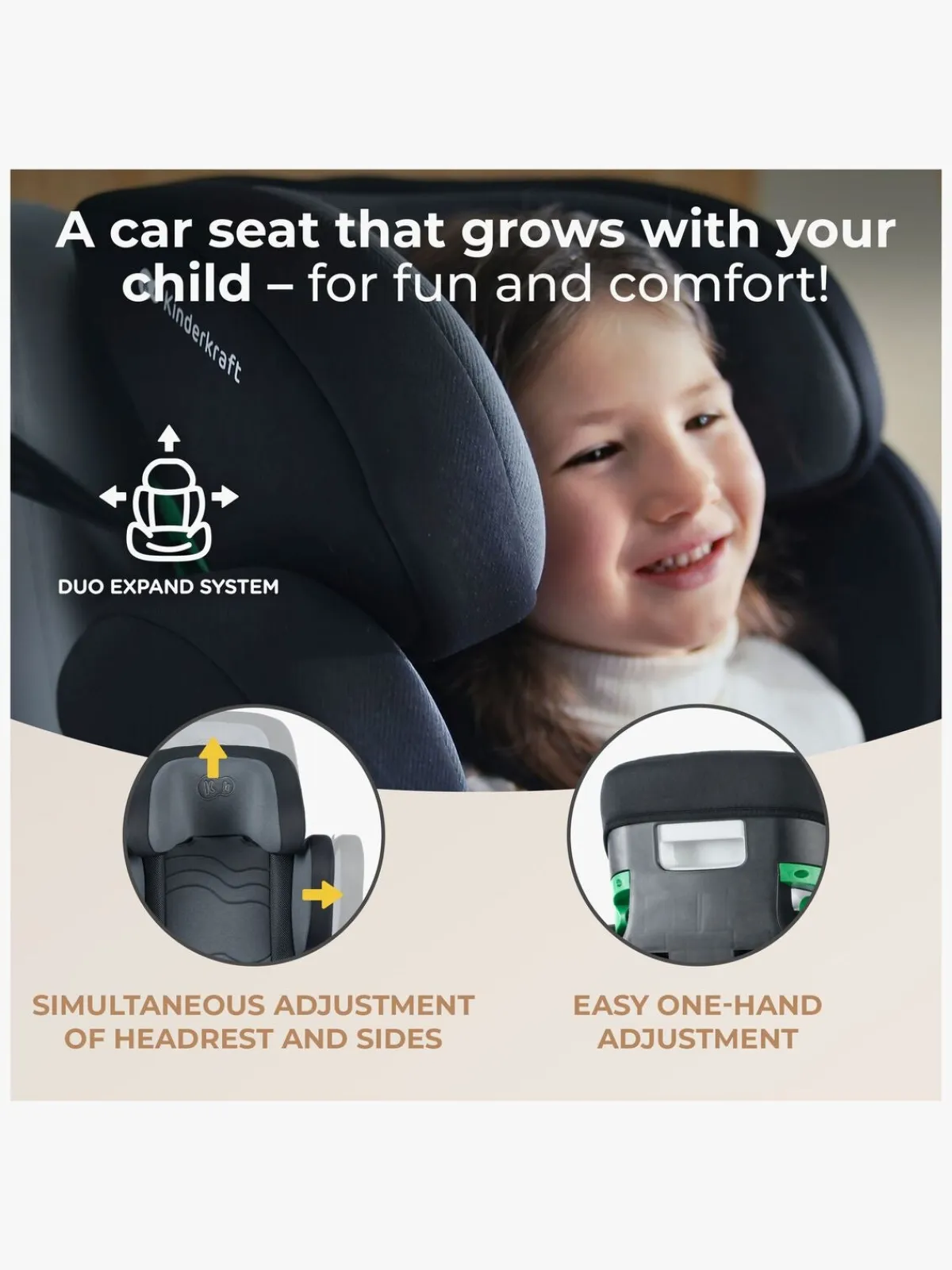Autostole 15-36 Kg|Kinderkraft XPAND 2 i-Size Autostol, Graphite Black Sort