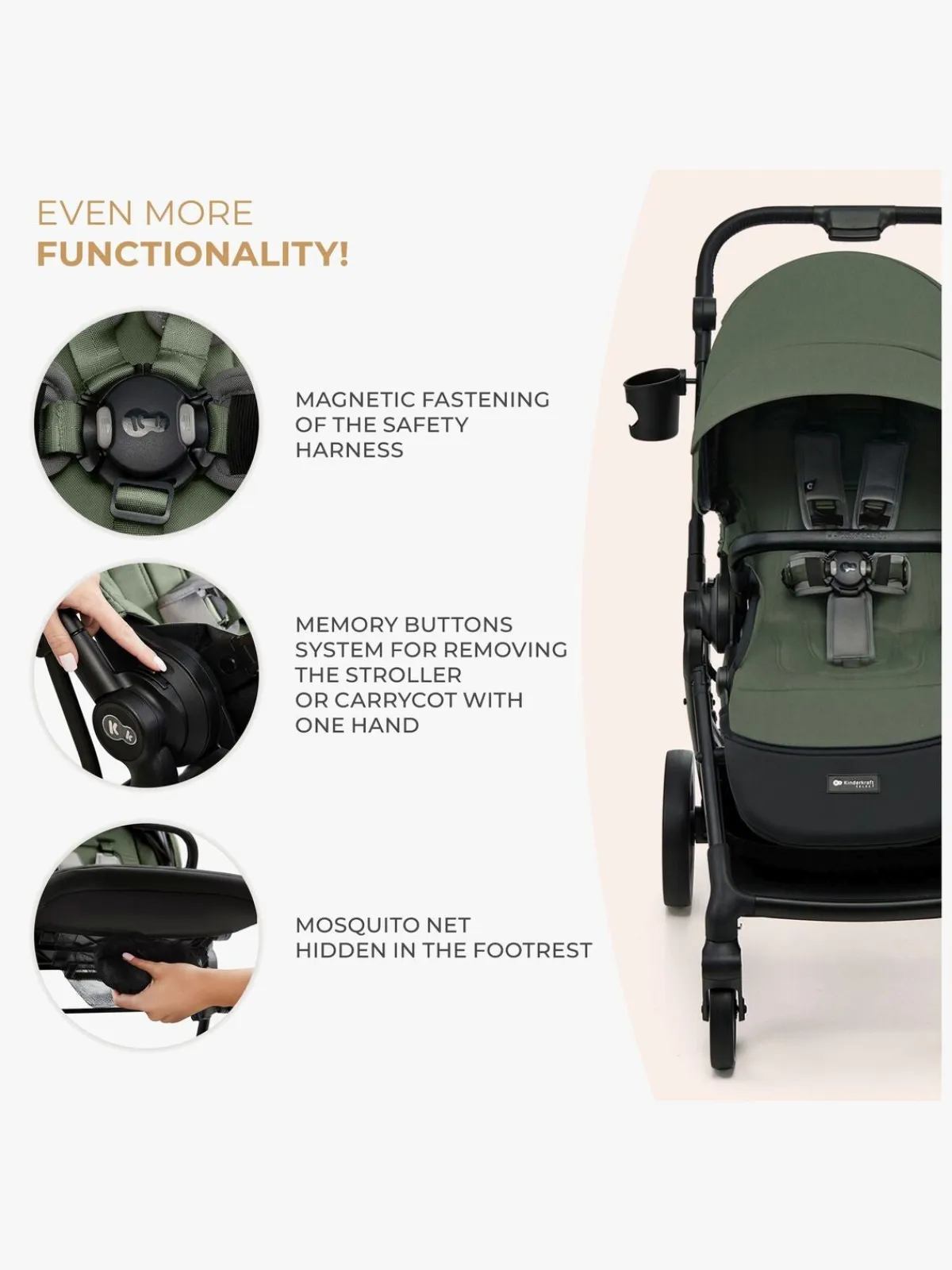 Duo- & Kombivogne|Kinderkraft YOXI 2-in-1 Duovogn, Mystic Green Grøn