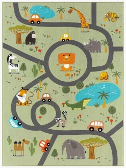 Børn KM Carpets Gulvtæppe Play Animal 120x160, Grøn