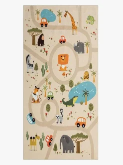 Børn KM Carpets Play Animals Gulvtæppe 80x150, Linned