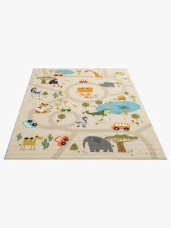 Børn KM Carpets Play Animals Gulvtæppe 80x150, Linned