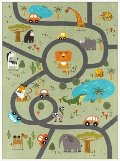 Børn KM Gulvtæpper-Carpets Play Animals Gulvtæppe 140x200, Grøn