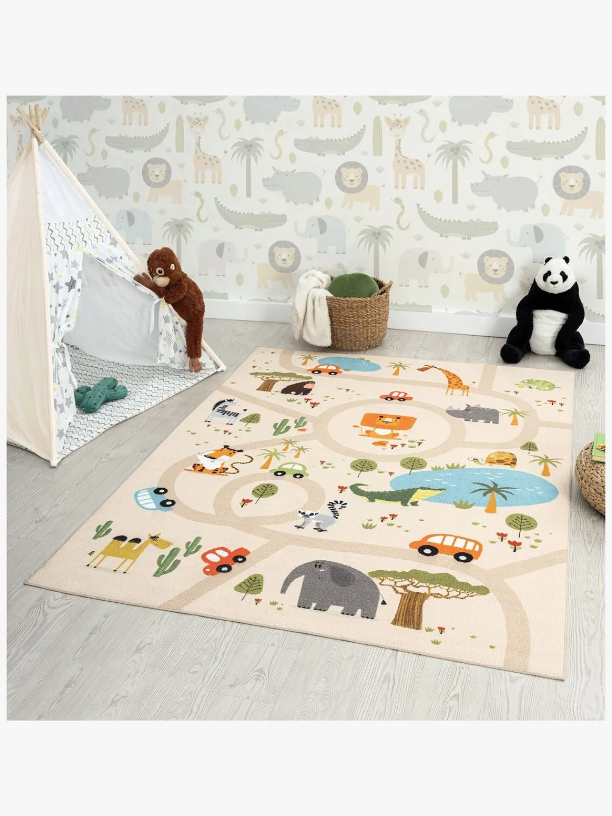 Børn KM Carpets Vejtæppe 140x200, Linne