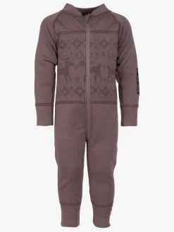 Børn Lindberg Kåbdalis Merino Termoundertøjs-heldragt Merinomix, Dusty Mauve