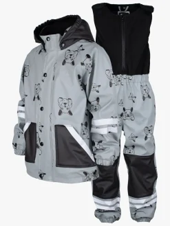 Børn Lindberg Lekhyttan Foret Regnsæt, Grey/Black