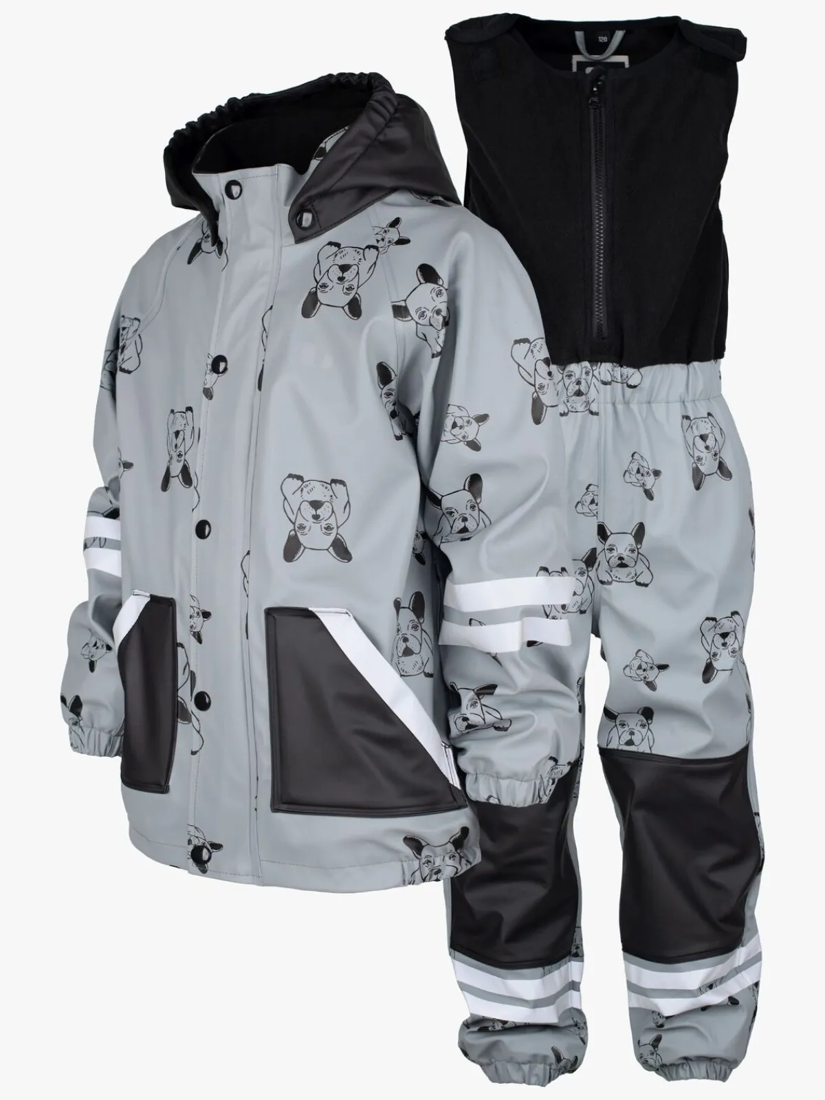 Børn Lindberg Lekhyttan Foret Regnsæt, Grey/Black