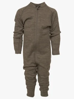 Børn Lindberg Rib Merino Termoundertøjs-heldragt Merinould, Potato