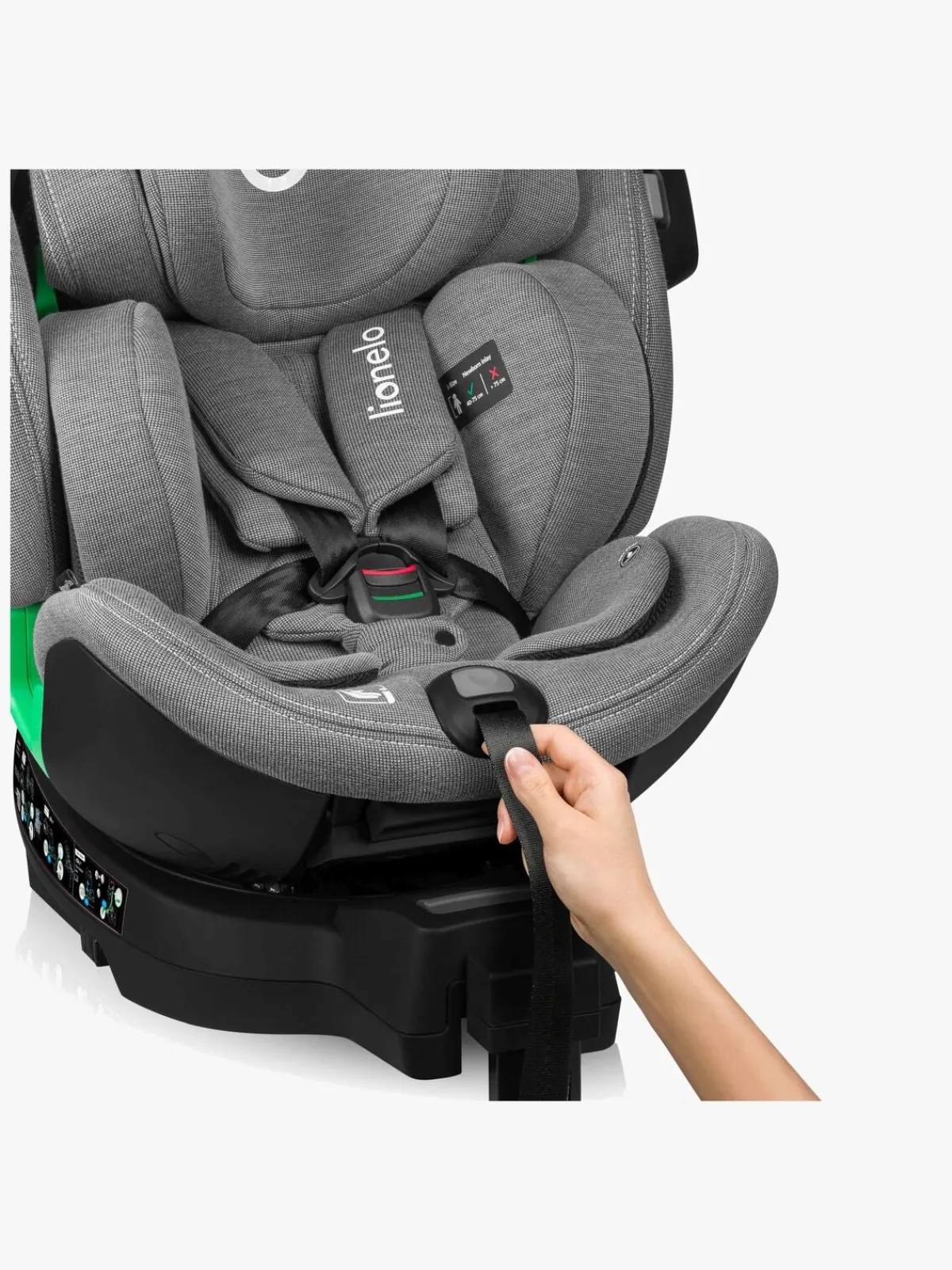 Autostole 9-36 Kg|Lionelo Harmony i-Size Autostol, Grey Concrete Bamboo Grå