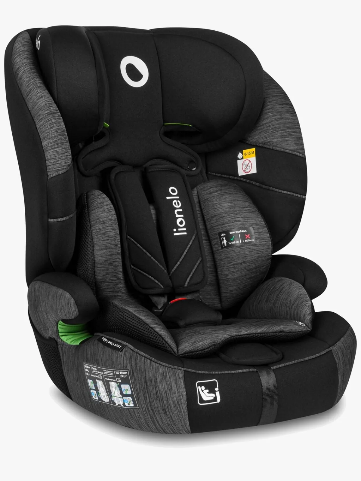 Lionelo Autostole 9-36 Kg-LEVI ONE i-Size Autostol, Black Grey