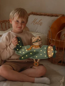 Børn LittleLights Lamper & Belysning-Little Lights Lampe Flyvemaskine Bjørn, Khaki