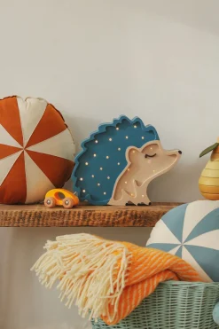 Lamper & Belysning|LittleLights Little Lights Lampe Pindsvin, Træ/Blå Beige/Blå