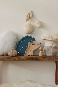 Lamper & Belysning|LittleLights Little Lights Lampe Pindsvin, Træ/Blå Beige/Blå