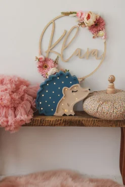 Lamper & Belysning|LittleLights Little Lights Lampe Pindsvin, Træ/Blå Beige/Blå