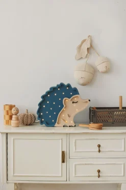 Lamper & Belysning|LittleLights Little Lights Lampe Pindsvin, Træ/Blå Beige/Blå